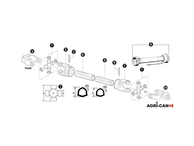 PTO Complet avec attache rapide 1 3/8'' 6...