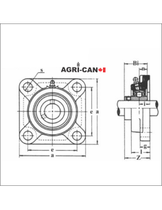Bride à 4 boulons avec roulement à vis de serrages 2