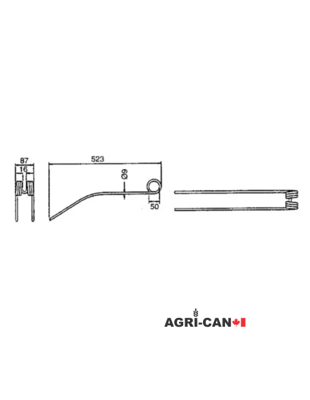 Dent pour râteau gyro andaineur Claas - Série Liner, WS, Medion - 953.629.0