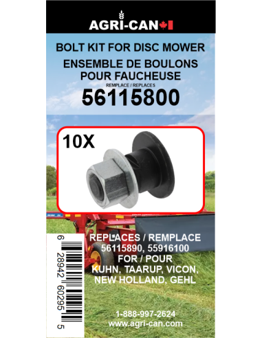 Bolt Kit for Disc Mower Kuhn, New Holland, and...
