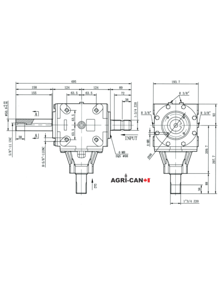 Réducteur (Gearbox) T279A pour Normand et autres marques