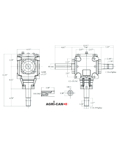 Cast Gearbox T27D - 40mm - 540 RPM