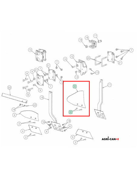 Versoir de rasette pour charrue Kverneland et Ovlac - Droit