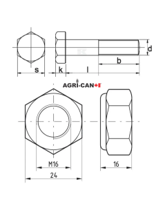 Boulons et écrous - M16 X 100mm - 5/pqt 2