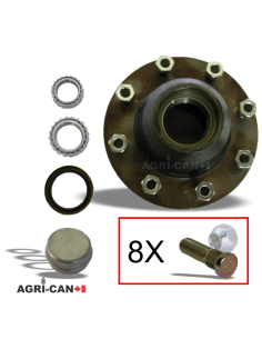 Moyeu complet 8 trous - 8000lbs Agricole