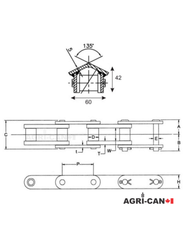 81X Rooftop Pusher Lug Premium Conveyor Chain -...