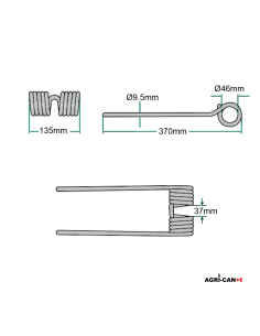 Tedder Tine for Claas Volto and Bautz 2