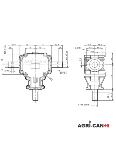 Gearbox Aluminium - Ratio 1.5:1