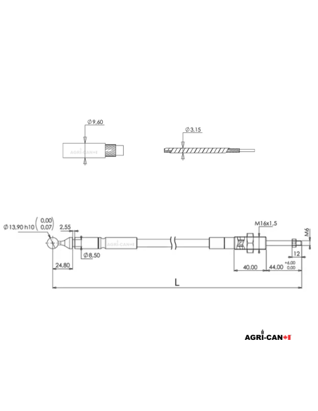 Joystick Cable with Ball End - 2000mm